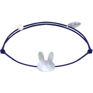 LES POULETTES BIJOUX Bracelet Lien Tete de Lapin en Nacre - Bleu Navy