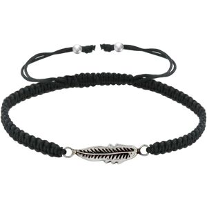 LES POULETTES BIJOUX Bracelet Argent Plume Lien Tresse - Noir