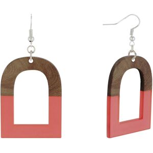 LES POULETTES BIJOUX Boucles d'Oreilles Argent Etrier Bois et Résine - Rouge