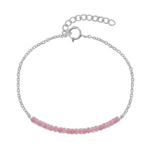 LES POULETTES BIJOUX Bracelet Argent Chaine et Perles Facettees de Tourmaline Rose