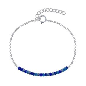 LES POULETTES BIJOUX Bracelet Argent Chaine et Perles Facettees de Lapis Lazuli