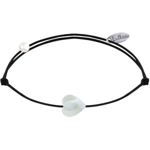 LES POULETTES BIJOUX Bracelet Lien Mini Coeur en Nacre - Noir