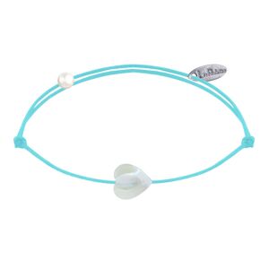 LES POULETTES BIJOUX Bracelet Lien Mini Coeur en Nacre - Turquoise