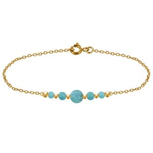 LES POULETTES BIJOUX Bracelet Plaqué Or Cinq Perles de Larimar