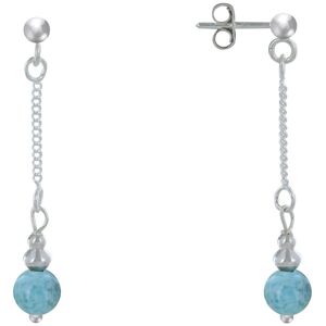 LES POULETTES BIJOUX Boucles d'Oreilles Argent Chainette Perle Iconic Argent et Perle de Larimar