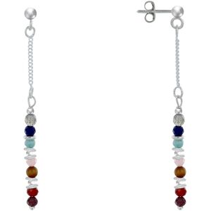 LES POULETTES BIJOUX Boucles d'Oreilles Argent Chainette 7 Chakras