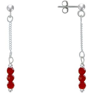 LES POULETTES BIJOUX Boucles d'Oreilles Argent Chainette 3 Perles Facettées de Cornaline