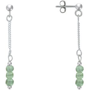 LES POULETTES BIJOUX Boucles d'Oreilles Argent Chainette 3 Perles Facettees d'Aventurine