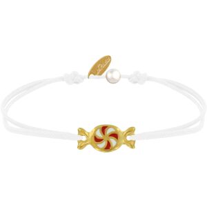 LES POULETTES BIJOUX Bracelet Lien Laiton Dore Bonbon Rouge et Blanc