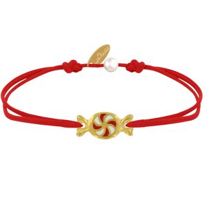 LES POULETTES BIJOUX Bracelet Lien Laiton Dore Bonbon Rouge et Blanc - Rouge