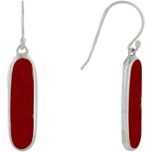 LES POULETTES BIJOUX Boucles d'Oreilles Argent Rectangle Ovale Couleur Corail