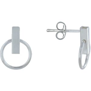 LES POULETTES BIJOUX Boucles d'Oreilles Argent Petit Rectangle et Anneau