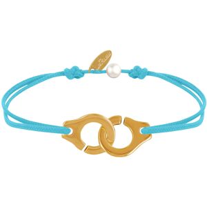 LES POULETTES BIJOUX Bracelet Lien Laiton Doré Grandes Menottes - Turquoise