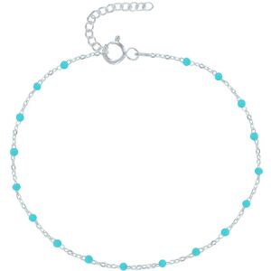 LES POULETTES BIJOUX Bracelet de Cheville Argent Perles Émaillees - Turquoise