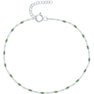 LES POULETTES BIJOUX Bracelet de Cheville Argent Perles Émaillees - Vert kaki