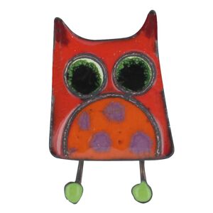 LES POULETTES BIJOUX Broche Pin's Hibou Émaille Rouge a Pois Violet