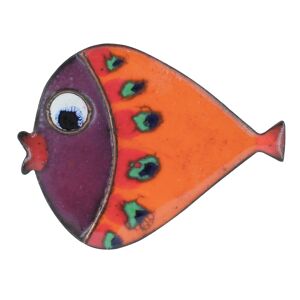 LES POULETTES BIJOUX Broche Poisson Émaillee Orange