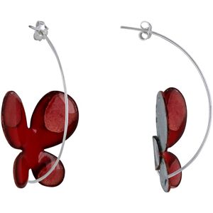 LES POULETTES BIJOUX Boucles d'Oreilles Papillons Émaillés Rouge et Rose