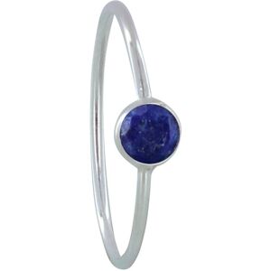 LES POULETTES BIJOUX Bague Argent Petit Rond Facetté de Lapis Lazuli