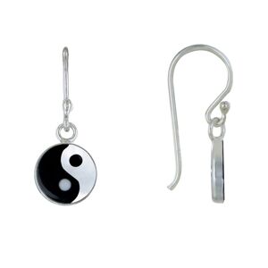 LES POULETTES BIJOUX Boucles d'Oreilles Argent et Nacre Crochet Yin et Yang