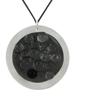 LES POULETTES BIJOUX Grand Pendentif Pate de Verre Bulles Noires