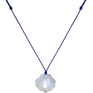 LES POULETTES BIJOUX Collier Lien Coquille St Jacques en Nacre - Bleu Navy