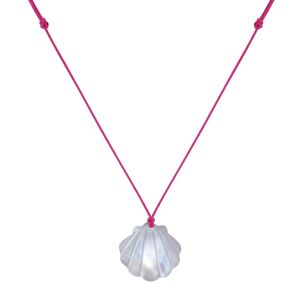 LES POULETTES BIJOUX Collier Lien Coquille St Jacques en Nacre - Fuchsia