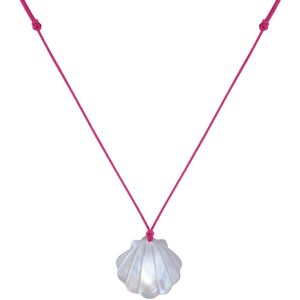 LES POULETTES BIJOUX Collier Lien Coquille St Jacques en Nacre - Fuchsia