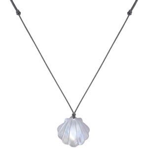 LES POULETTES BIJOUX Collier Lien Coquille St Jacques en Nacre - Gris