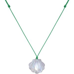 LES POULETTES BIJOUX Collier Lien Coquille St Jacques en Nacre - Vert