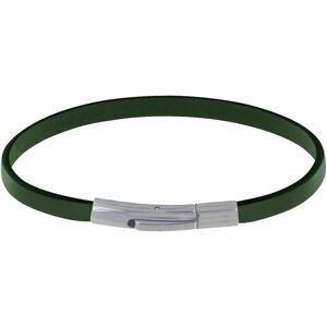 LES POULETTES BIJOUX Bracelet Homme Cuir Simple Fermoir Acier Inoxydable - 19cm - Vert Fonce