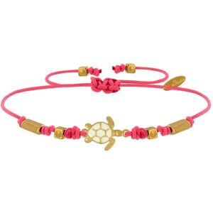 LES POULETTES BIJOUX Bracelet Tortue Émaille Blanche Laiton Dore - Rouge Fluo