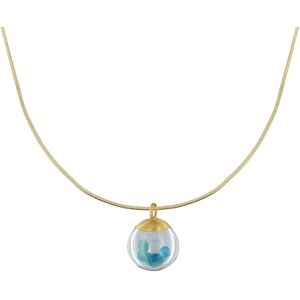 LES POULETTES BIJOUX Collier Laiton Bulle et Billes Pate de Verre Cristal - Turquoise