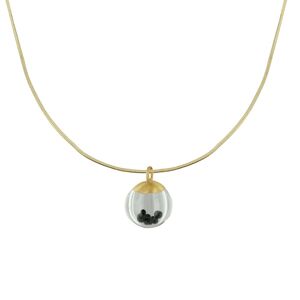 LES POULETTES BIJOUX Collier Laiton Bulle et Billes Pate de Verre Cristal - Noir