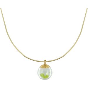 LES POULETTES BIJOUX Collier Laiton Bulle et Billes Pate de Verre Cristal - Vert