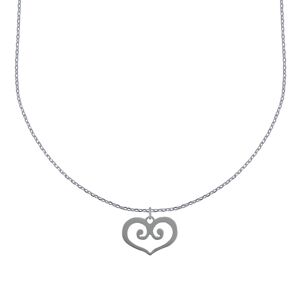 LES POULETTES BIJOUX Collier Argent et son Pendentif Coeur Ajoure - taille 38 cm