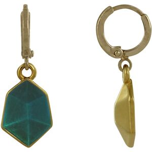 LES POULETTES BIJOUX Boucles d'Oreilles Mini Creoles Laiton Dore et Hexagone Translucide Colore - Vert