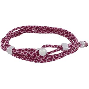 LES POULETTES BIJOUX Bracelet Homme Metal Argente Cubes Fermoir Bouton et Lien en Paracorde - Bordeaux