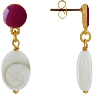 LES POULETTES BIJOUX Boucles d'Oreilles Laiton Dore Rond Colore et ?il de Sainte Lucie - Bordeaux