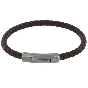 LES POULETTES BIJOUX Bracelet Homme Cuir Simple Tresse Rond 19cm