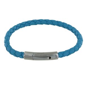 LES POULETTES BIJOUX Bracelet Homme Cuir Simple Tresse Rond 19cm - Turquoise