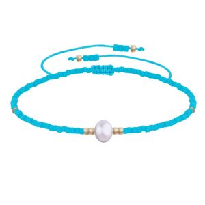 LES POULETTES BIJOUX Bracelet Lien Perle d'Eau Douce Blanche et Petites Perles Mates - Turquoise