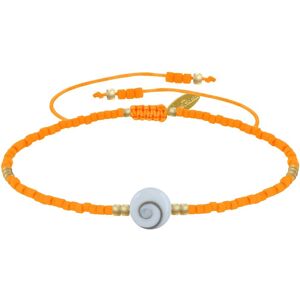 LES POULETTES BIJOUX Bracelet Lien Oeil de Sainte Lucie et Petites Perles Mates - Orange