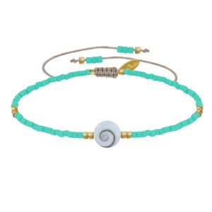 LES POULETTES BIJOUX Bracelet Lien Oeil de Sainte Lucie et Petites Perles Mates - Vert d'Eau