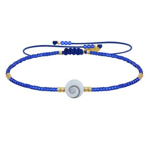 LES POULETTES BIJOUX Bracelet Lien Oeil de Sainte Lucie et Petites Perles Brillantes - Bleu