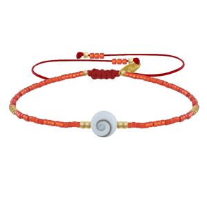 LES POULETTES BIJOUX Bracelet Lien Oeil de Sainte Lucie et Petites Perles Brillantes - Rouge