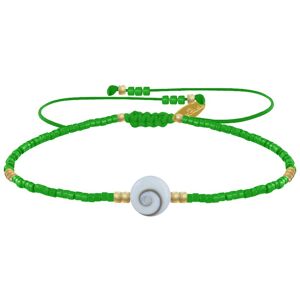 LES POULETTES BIJOUX Bracelet Lien Oeil de Sainte Lucie et Petites Perles Brillantes - Vert