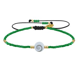 LES POULETTES BIJOUX Bracelet Lien Oeil de Sainte Lucie et Petites Perles Brillantes - Vert Fonce