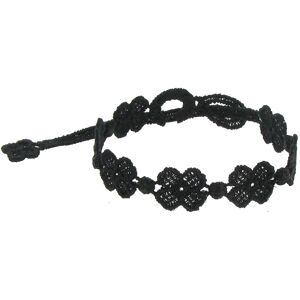 LES POULETTES BIJOUX Cruciani Bracelet Dentelle 7 Trefles Noir