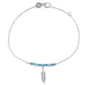 LES POULETTES BIJOUX Bracelet Argent Plume et Perles Turquoise